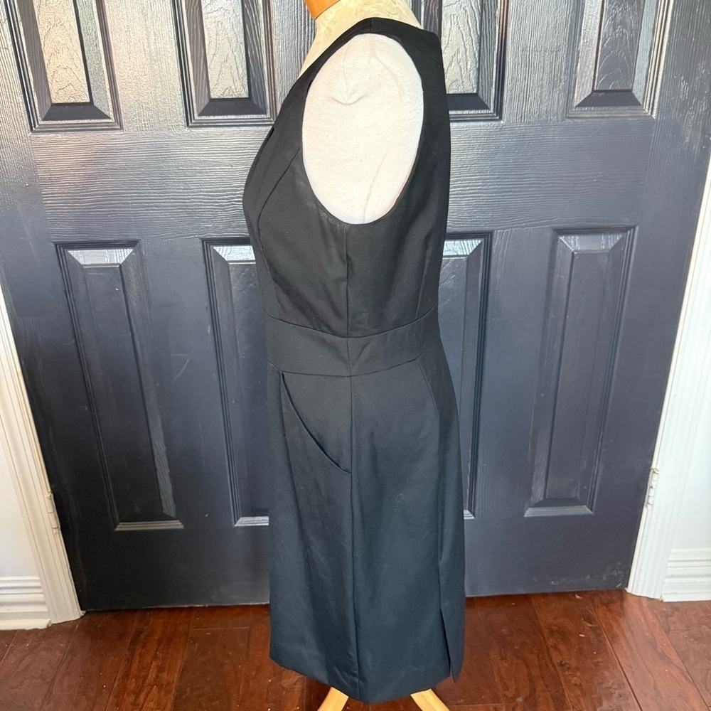 J. Crew Suiting Black Sleeveless Sheath Dress Crew Neck Midi Size 10 - Picture 5 of 10